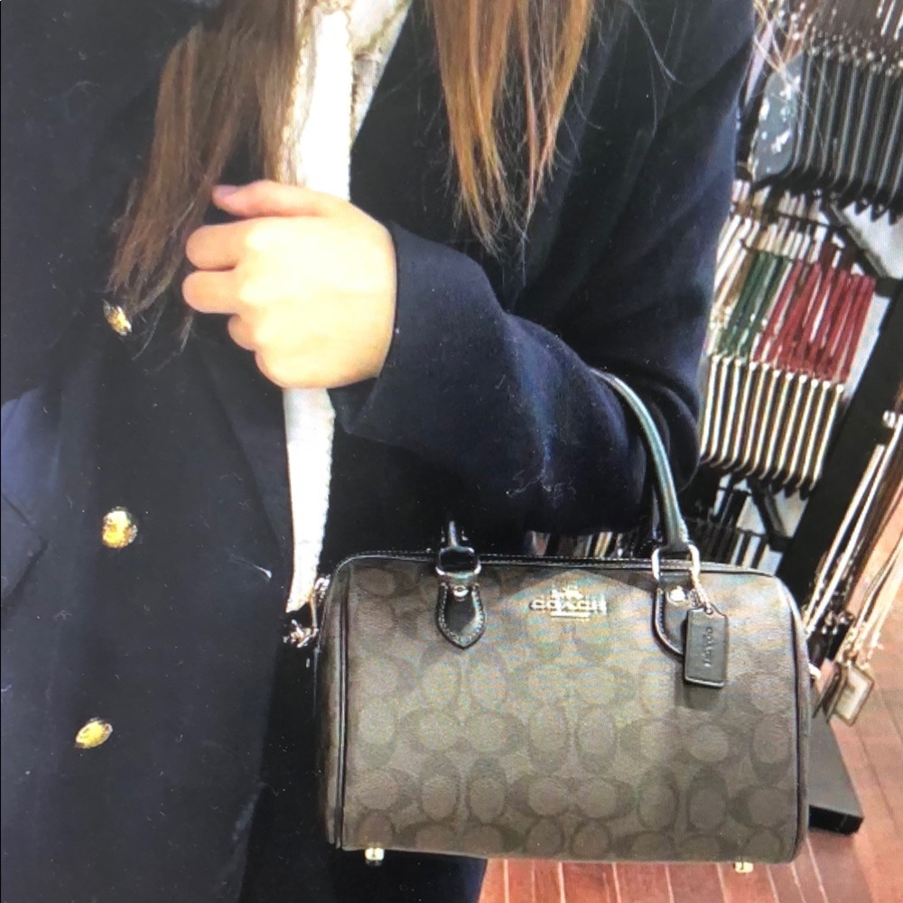 Coach Rowan Large Satchel Bag In Signature Canvas walnut black - Picture 2 of 7